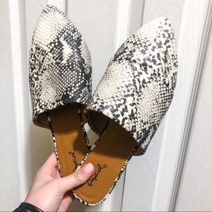Snakeskin Mules